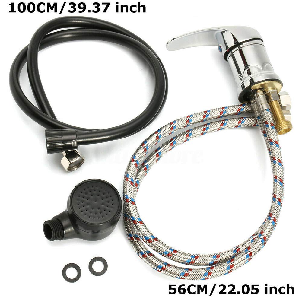 White Smoke Tookie Water Faucet Set, Zinc Alloy Salon Shampoo Bowl Faucet and Sprayer Kit with Spray Hose, Home Durable Salon Spa Hot Cold Mixer Shower Shampoo Bowl Replacement Part Set