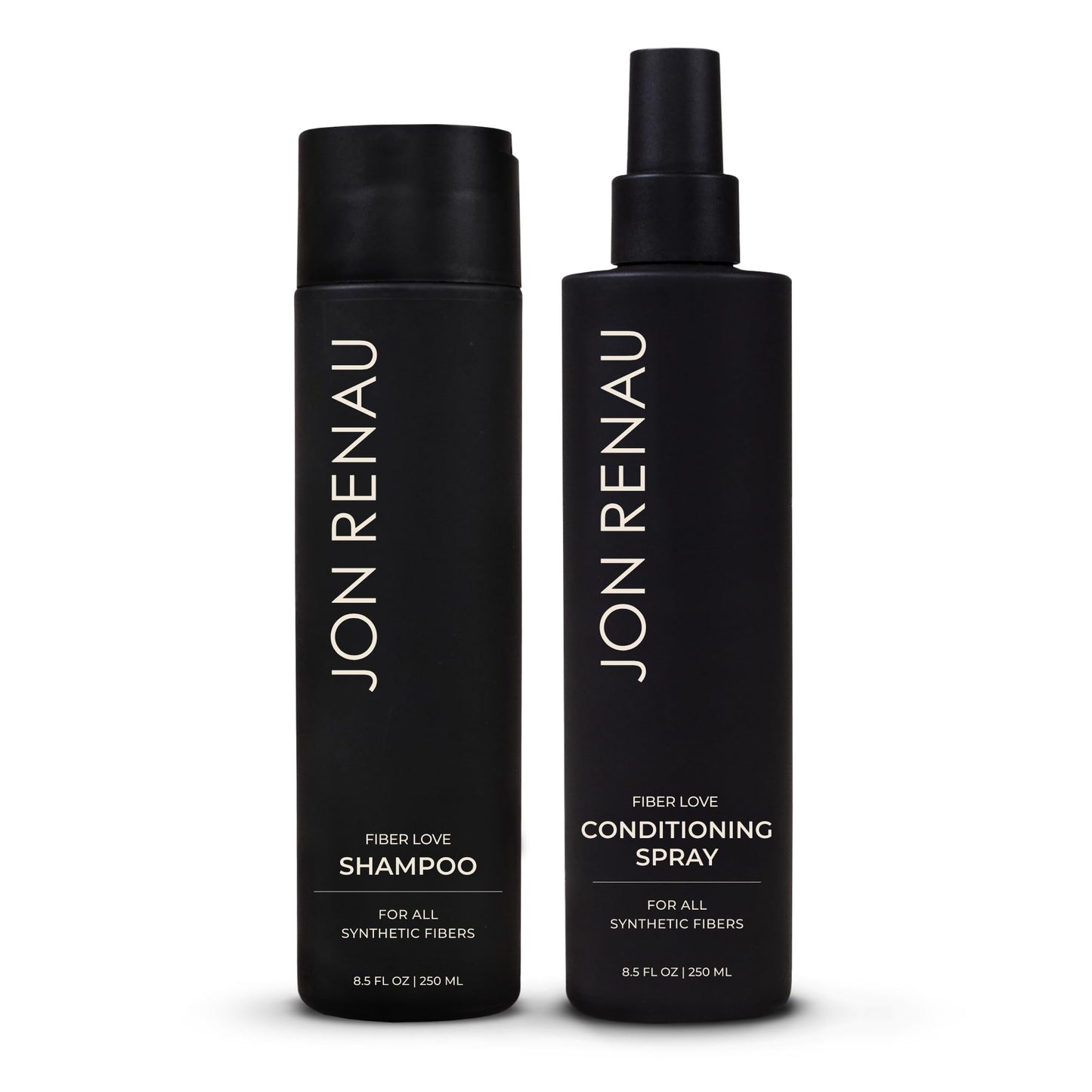 Black Jon Renau Fiber Love Wig Care Bundle, Synthetic Wig Shampoo and Leave In Conditioning Spray, Sulfate and Paraben Free Wash and Detangling System for Synthetic Wigs and Hair Extensions
