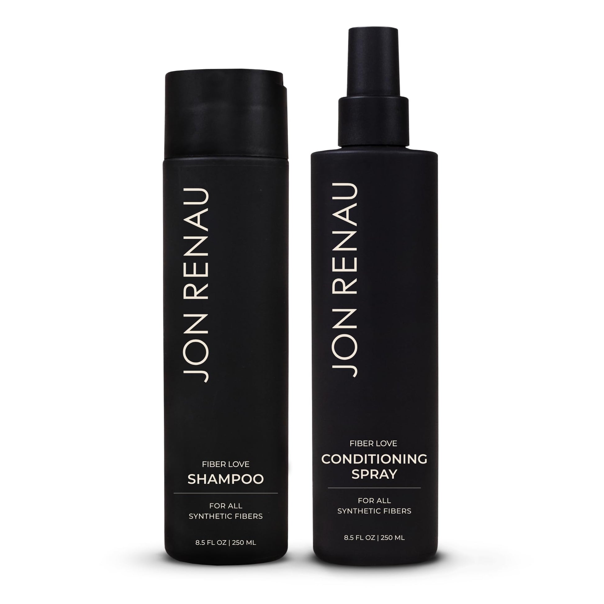 Black Jon Renau Fiber Love Wig Care Bundle, Synthetic Wig Shampoo and Leave In Conditioning Spray, Sulfate and Paraben Free Wash and Detangling System for Synthetic Wigs and Hair Extensions