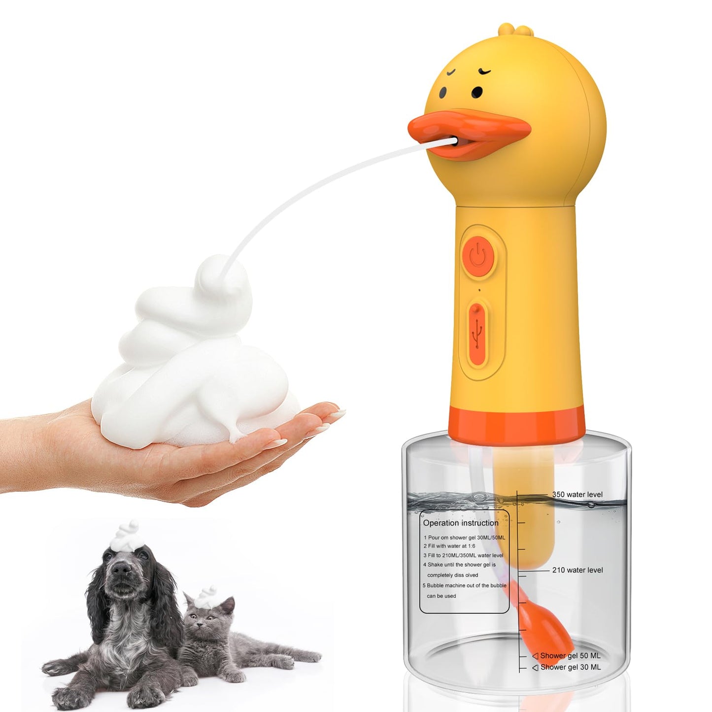 White Smoke Katoggy Electric Foaming Shampoo Dispenser for Dog and Cat Bathing, Rechargeable Soap Dispenser for Pet Bathing, Bathroom, Kitchen Sink, Toilet Cleaning