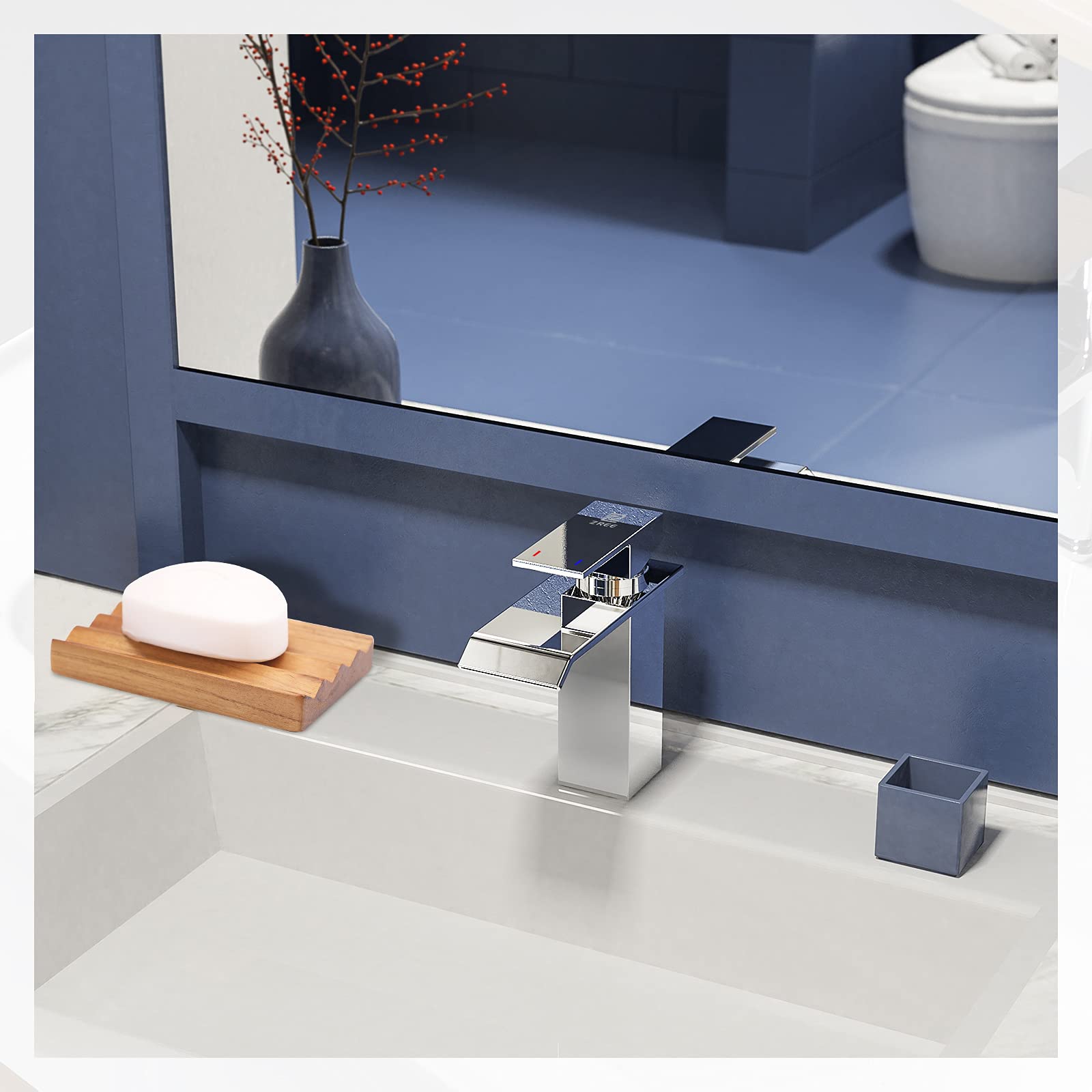 Light Gray Teak Soap Dish for Shower by HTB, Wood Decorative Bath Soap Holder Heightened Base Design to Keep Soap Dry in Kitchen, Bathroom, Sink, Bathtub, Cute Wooden soap Saver for Hand Face Shampoo Bar (1pcs)