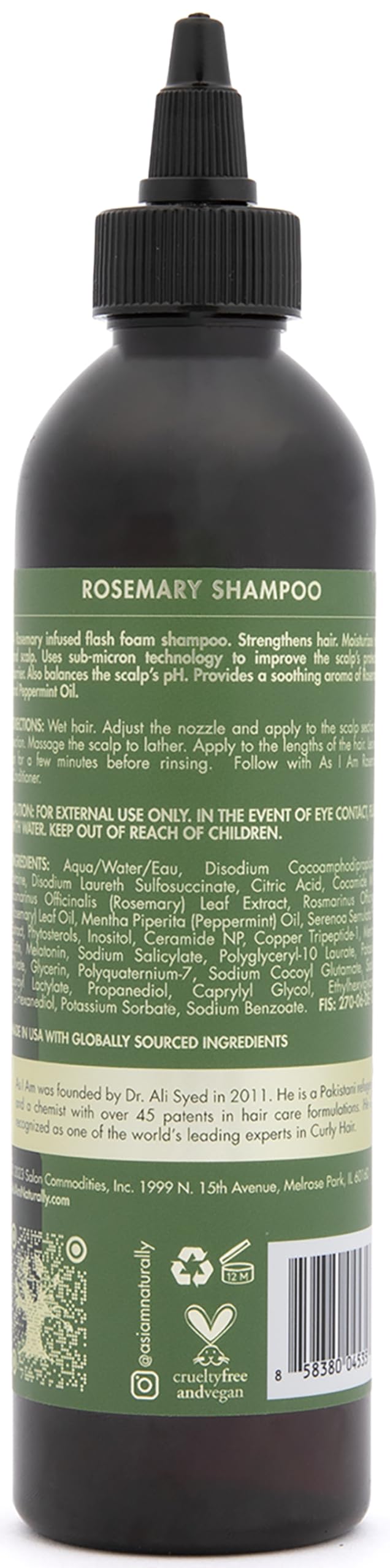 White Smoke As I Am Rosemary Shampoo 8 oz - Scalp Treatment for Hair Density - with Biotin & Saw Palmetto