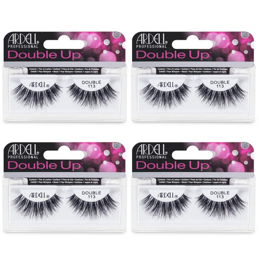 Lavender Ardell False Eyelashes Double Up 113 - Reusable Dramatic Volume Lashes, Eye Makeup Beauty Enhancement, 4 Pack