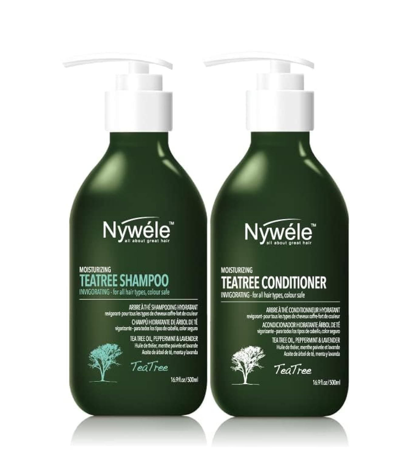 White Smoke Nywele Tea Tree Mint Shampoo and Conditioner SET 16oz each (Invigorate your scalp)