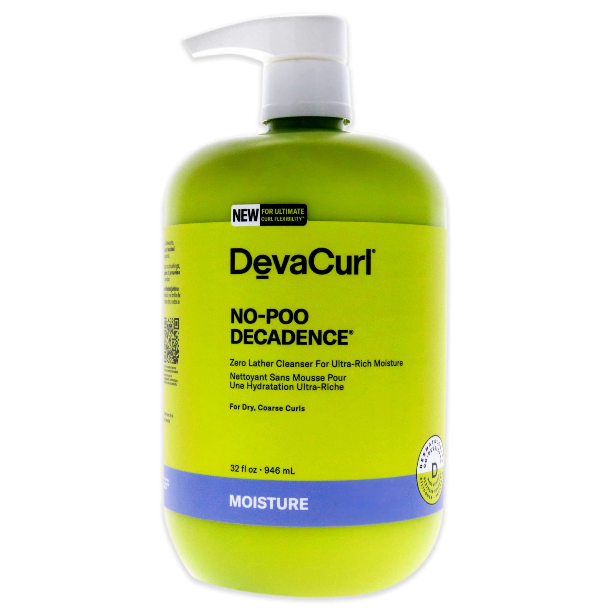 White Smoke DevaCurl No-Poo Decadence Non-Lathering Cleanser for Ultra-Rich Moisture, Green Oasis, 32 fl. oz