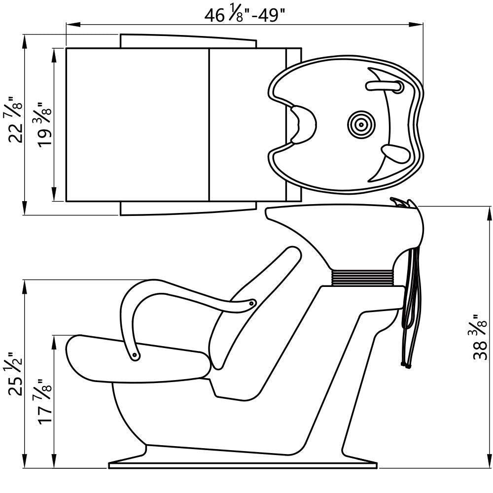 White Smoke DIR Beauty Salon Shampoo Backwash Unit Sink Station Tilting Ceramic Sink with Adjustable Seat - Beckman