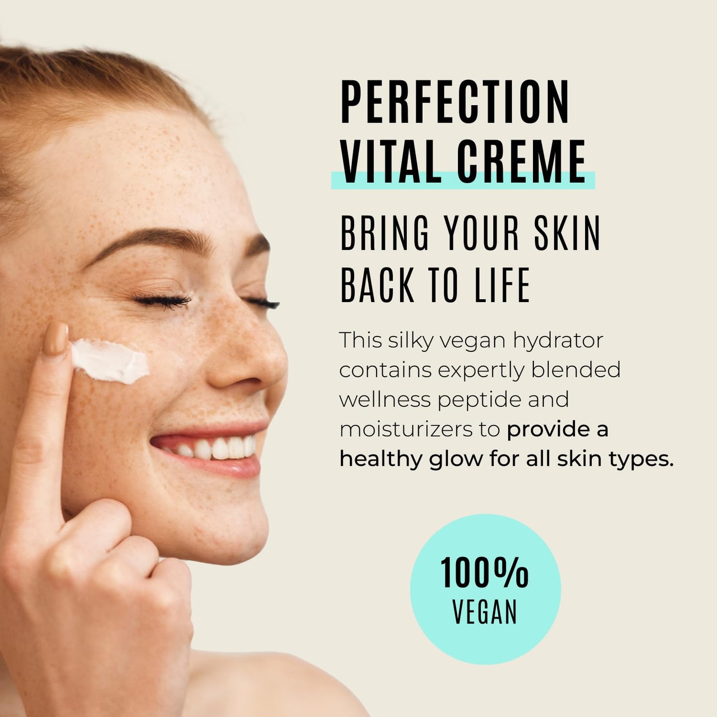Antique White Malibu C Perfection Vital Crème - Daily Face Moisturizer for Dry Skin with Peptide & Pro Vitamin B5 - Hydrating Moisturizer for Fine Lines, Wrinkles, Dark Circles & Puffiness (1.69 oz)