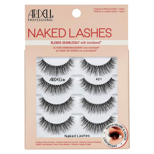 Wheat Ardell Naked Strip Lashes 421 – Natural-Looking, Long-Lasting False Eyelashes with Invisiband for Seamless Blend, 4 Pairs, 1-Pack