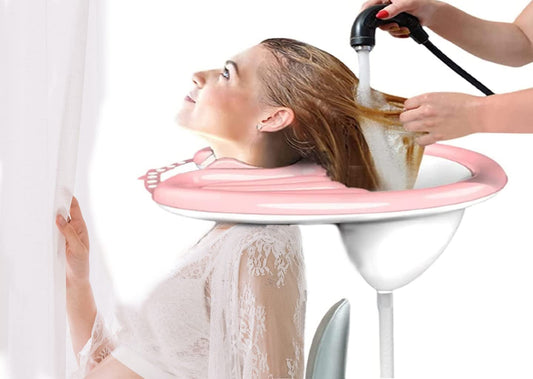 White Smoke Inflatable Washing Hair Basin,Portable Shampoo Basin,Hair Washing Tray-Medical Shampoo for The Disabled,Pregnant Women,Bedridden and Handicapped,Elderly&Child-Wash While in Wheelchair or Chair at Home