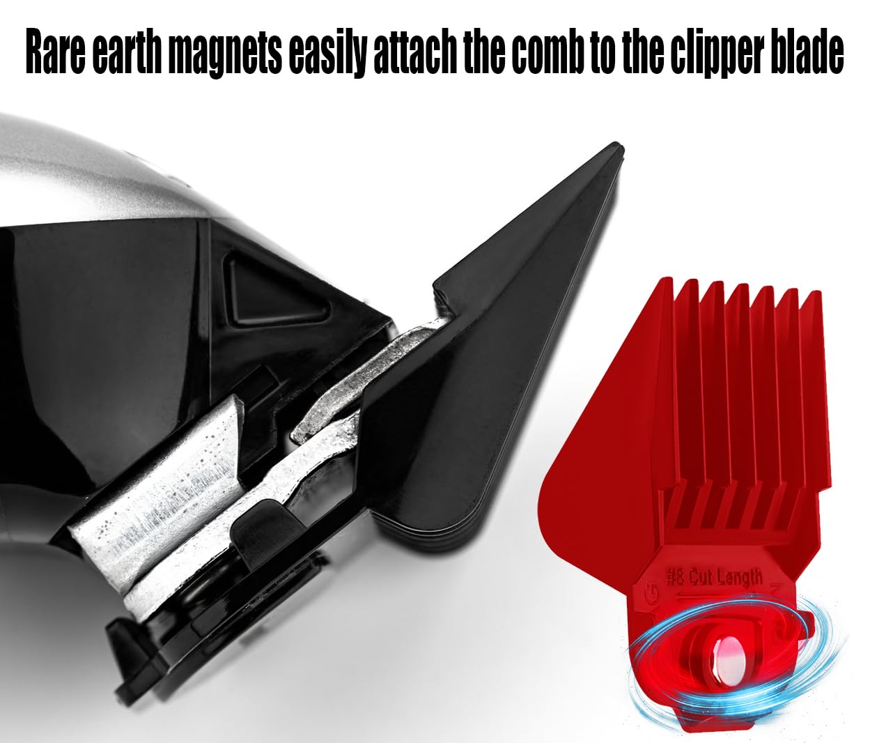 White Smoke Kaynway for Andis Magnetic Clipper Guards 10PCS, Upgrade Professional Clipper Guard Comb Guides for Andis Master Hair Clippers - 1/16" to 1"(Red)