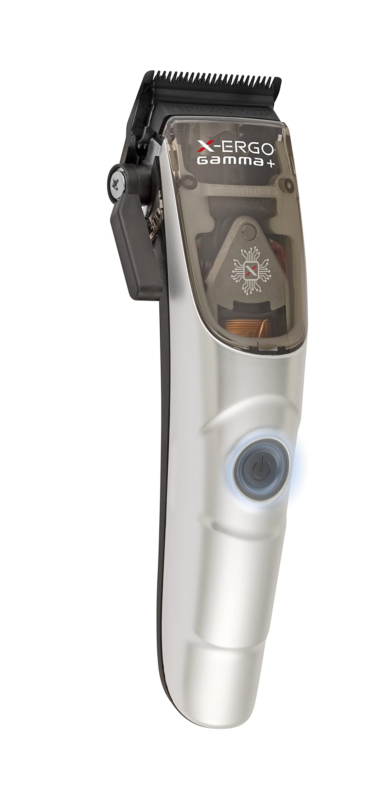 White Smoke GAMMA+ X-Ergo Professional Cordless Hair Clipper 9V Microchipped Magnetic Motor, 3 Custom Lids in Matte Chrome, Gold, Rose Gold