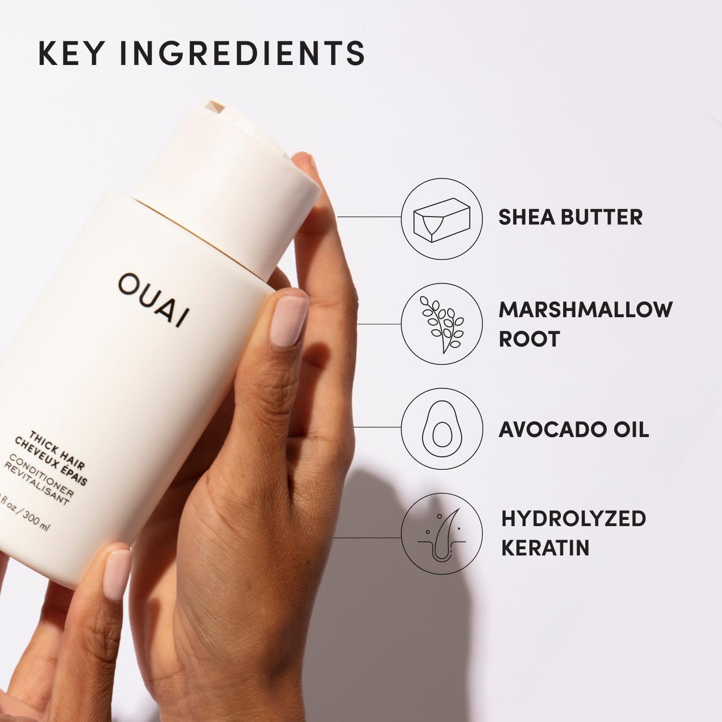 Lavender OUAI Thick Hair Conditioner Refill - Moisturizing Conditioner for Dry, Frizzy Hair - Keratin, Marshmallow Root, Shea Butter and Avocado Oil - Paraben, Phthalate & Sulfate Free (32 Oz)