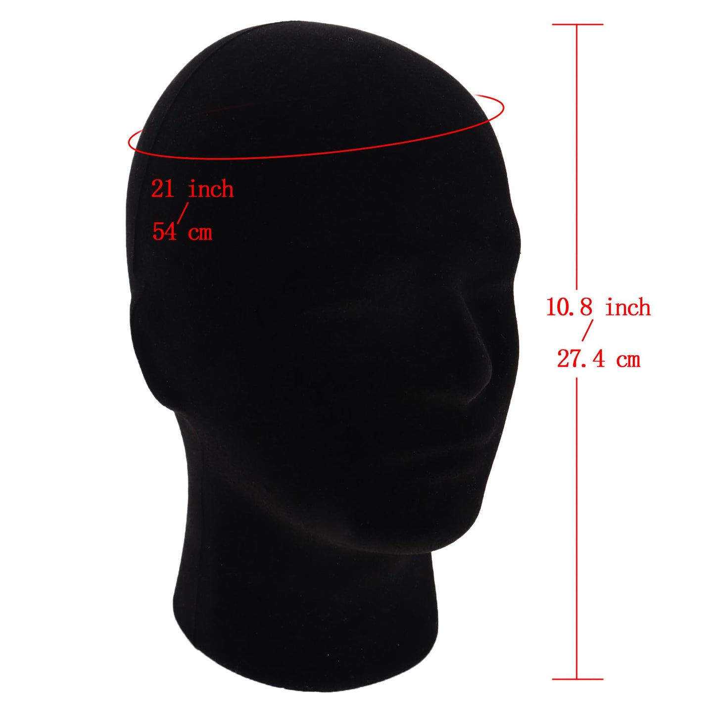 Black MapofBeauty Black Velvet Foam Mannequin Head Male Display Stand Styrofoam Wig Head (Black)