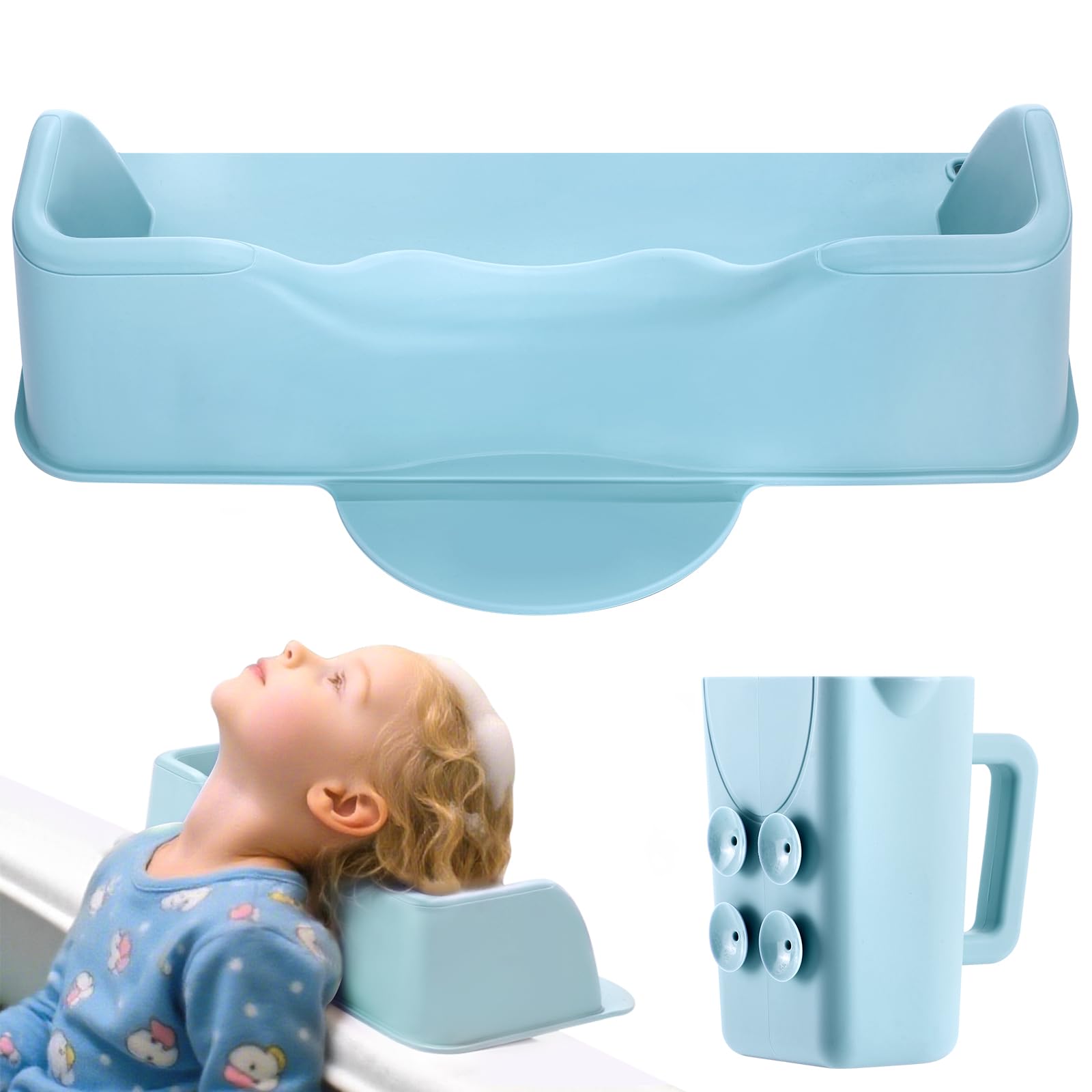White Smoke Hair Washing Station for Kids, Portable Silicone Hair Washing Basin for Sink & Bathtub, Tear-Free Shampoo Bowl with Rinse Cup,Make Wash Day Much Easier