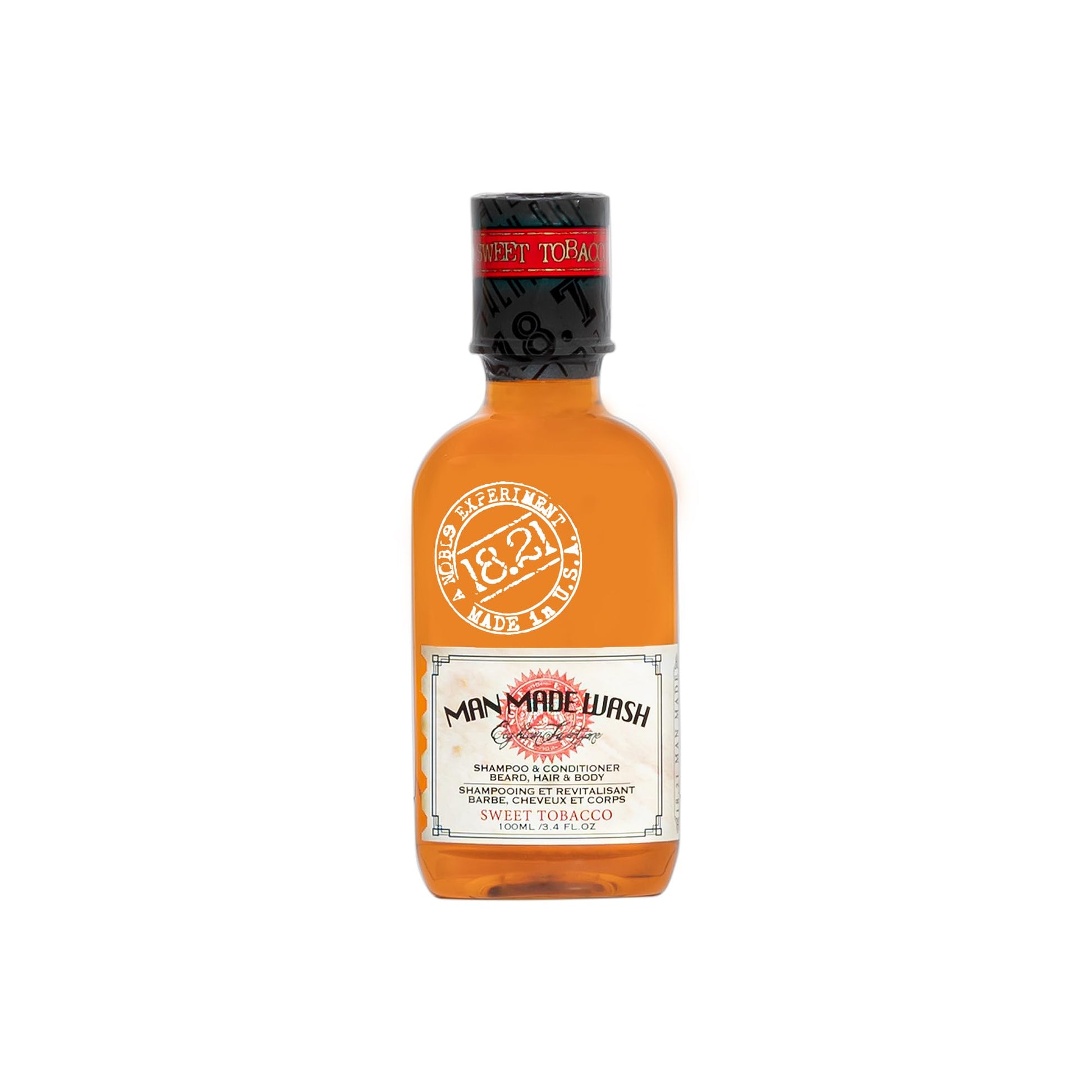 White Smoke 18.21 Man Made Original Sweet Tobacco 3-in-1 Body Wash, Shampoo, & Conditioner for Men, All Hair & Skin Types, Strengthens and Moisturizes in a Manly Aroma, 3.4oz