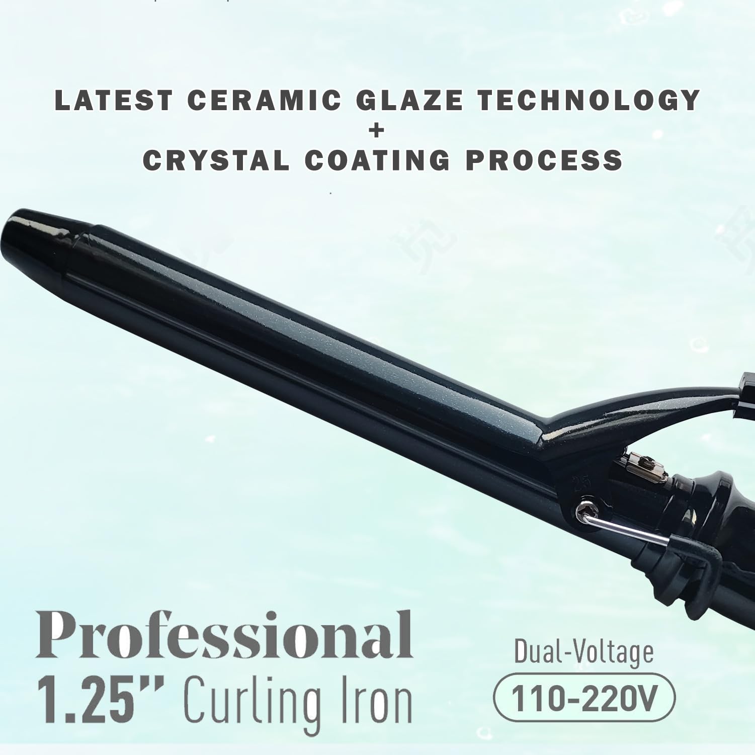 Alice Blue abp 1.25 Inch Curling Iron Extra Long Barrel with Ceramic Coating for Long/Medium Hair,1 1/4 INCH LCD Display Instant Heat up to 450°F with clamp,Hair Style Tool Girls & Women