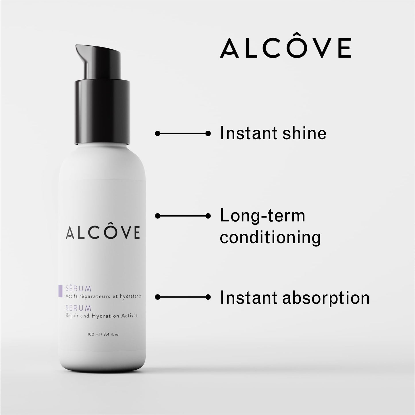 Lavender Alcôve - Serum - Dry, Frizzy and Thick Hair - Smooth - Leave-in-treatment - Instant Shine - Split-end Repair - Hydrate - Without Oil Residue - Mango Extract - Color-Safe - 3.4 oz