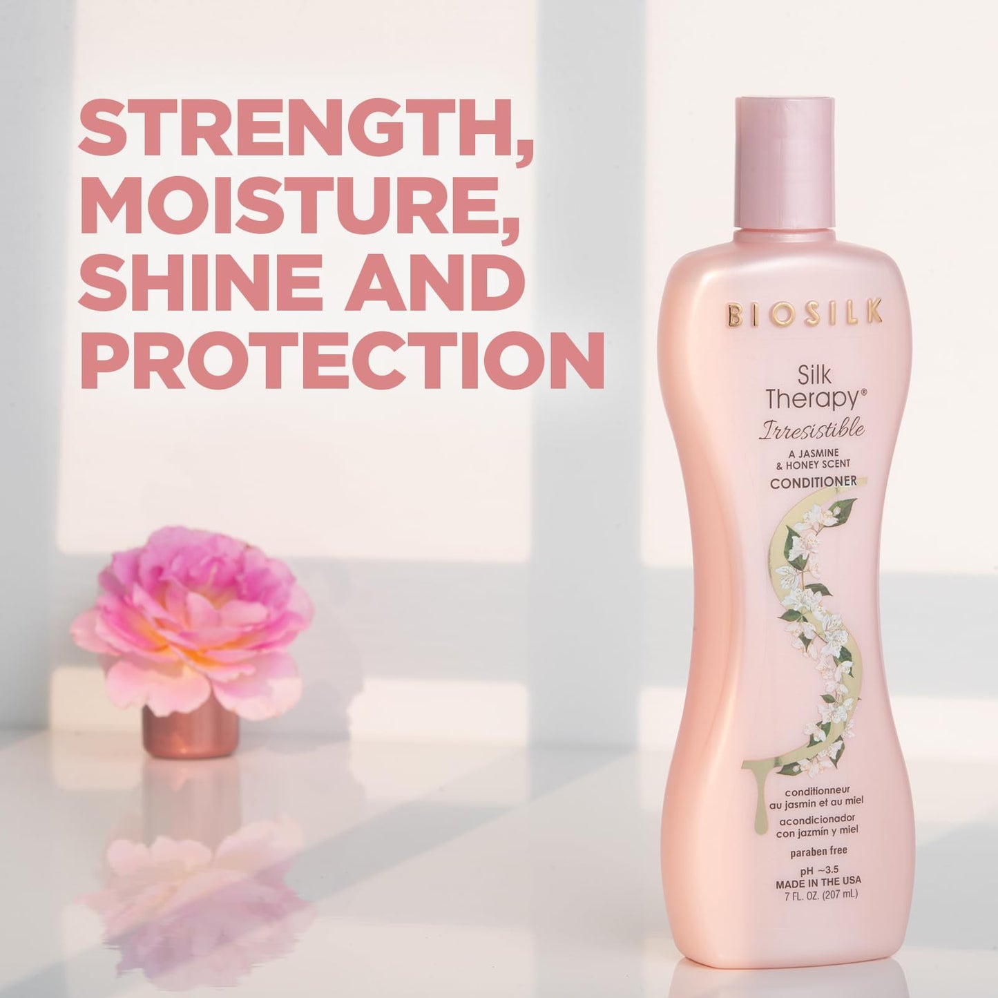 Misty Rose BioSilk Irresistible Collection Silk Therapy Conditioner, Moisturizes & Conditions Hair, Jasmine & Honey Scent, Sulfate, Paraben, & Cruelty-Free, 7 Oz