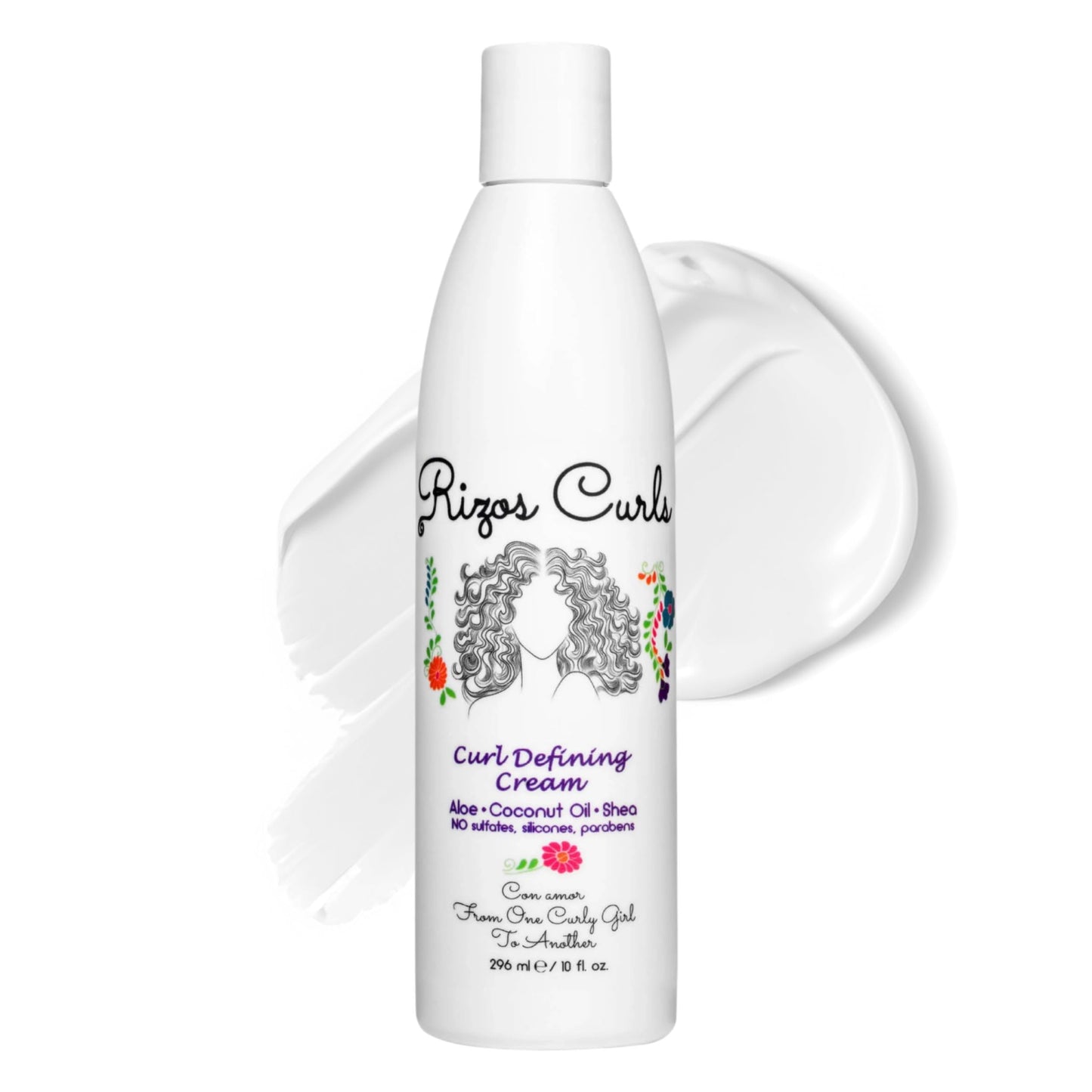 White Smoke Rizos Curls Curl Defining Cream for Wavy, Curly, Coily Hair – Frizz Control, Defines, Softens, Moisturizes, Adds Shine for 1a–4c Hair Types – Sulfate & Paraben