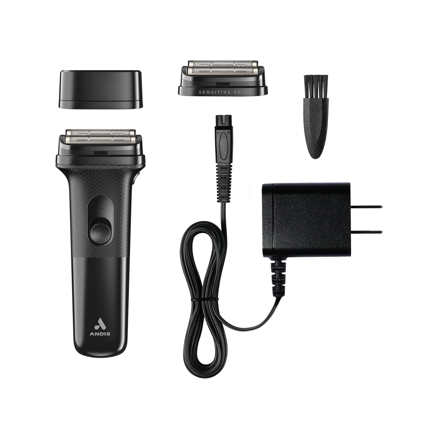 White Smoke Andis 17480 Inform Lithium-Ion Electric Foil Shaver with Sensitive Skin Foil Head, Rechargeable, 10,000 SPM, Includes Blade Brush, Black