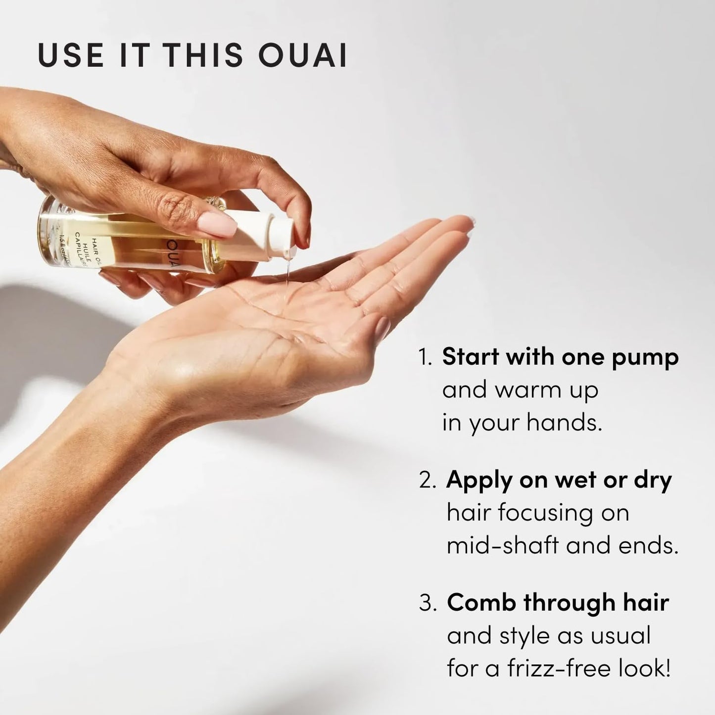 Lavender OUAI Hair Oil - Hair Heat Protectant Oil for Frizz Control - Adds Shine and Smooths Split Ends - Color Safe Formula - Paraben, Phthalate and Sulfate Free (1.5 fl oz)