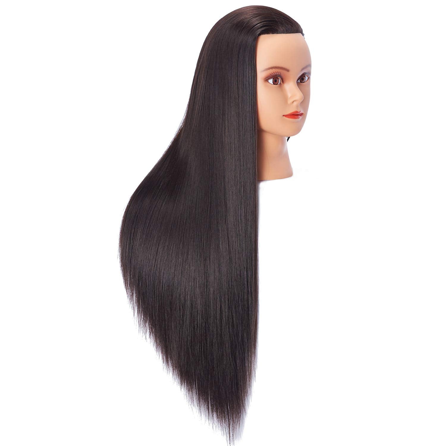 White Smoke Hairlink 26-28'' Mannequin Head Synthetic Fiber Long Hair Styling Training Head Dolls for Cosmetology Manikin Maniquins Practice Head with Clamp Stand Holder (6611LB0220)