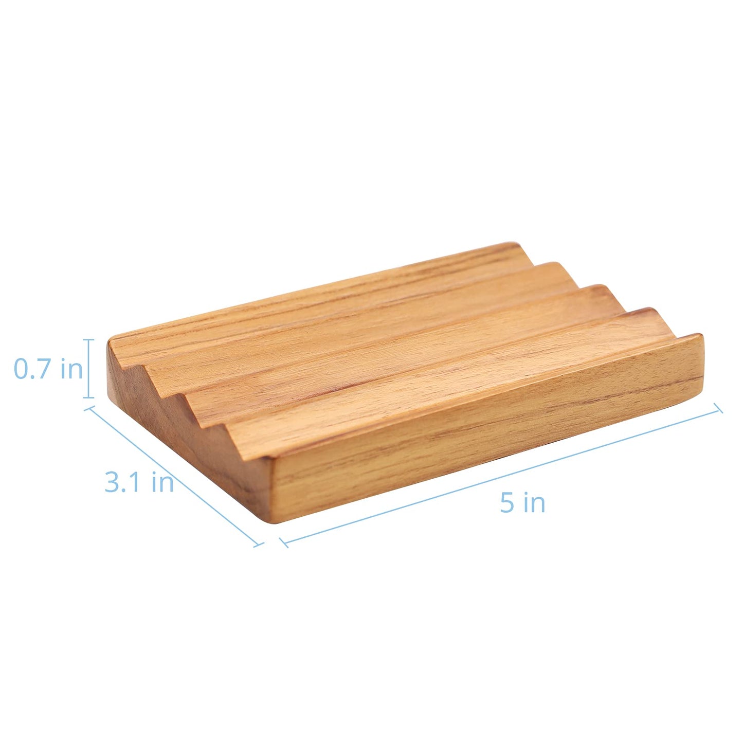 White Smoke Teak Soap Dish for Shower by HTB, Wood Decorative Bath Soap Holder Heightened Base Design to Keep Soap Dry in Kitchen, Bathroom, Sink, Bathtub, Cute Wooden soap Saver for Hand Face Shampoo Bar (1pcs)