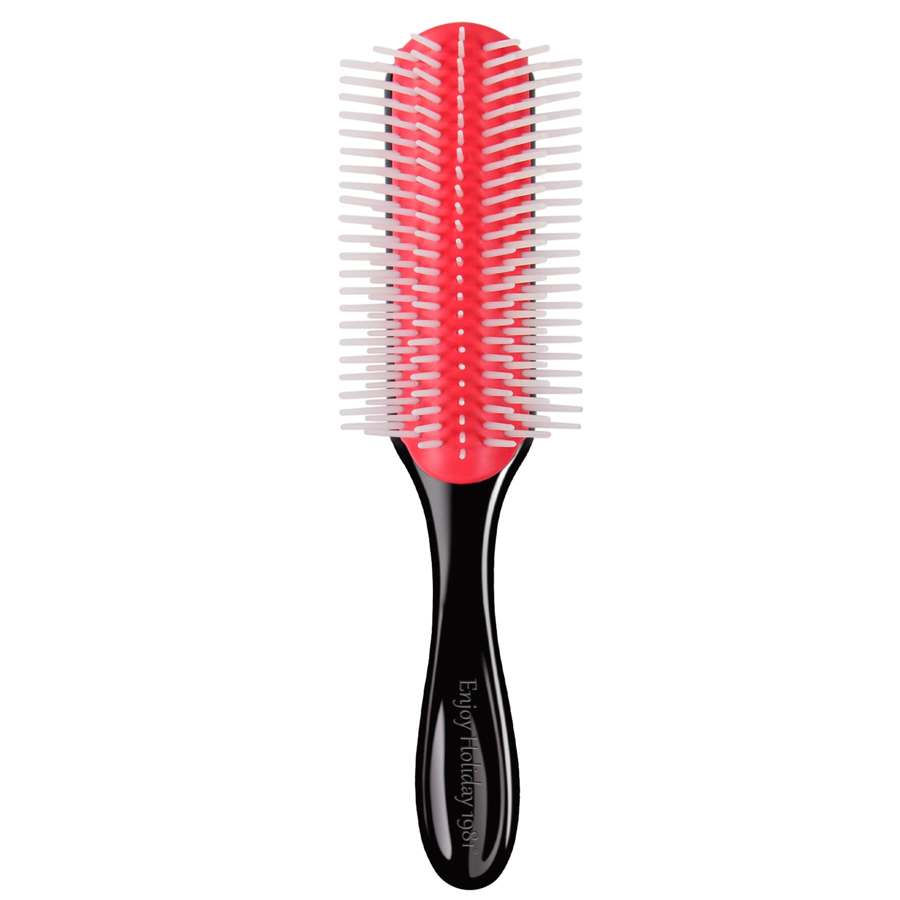 White Smoke Hair Brush for Women Men Curly Wet or Dry Hair Classic Detangling Brushes 7 Row for Natural Thick Hair, Blow Styling Separating, Shaping Defining Curls Tools Travel Bristle Black Hairbrush