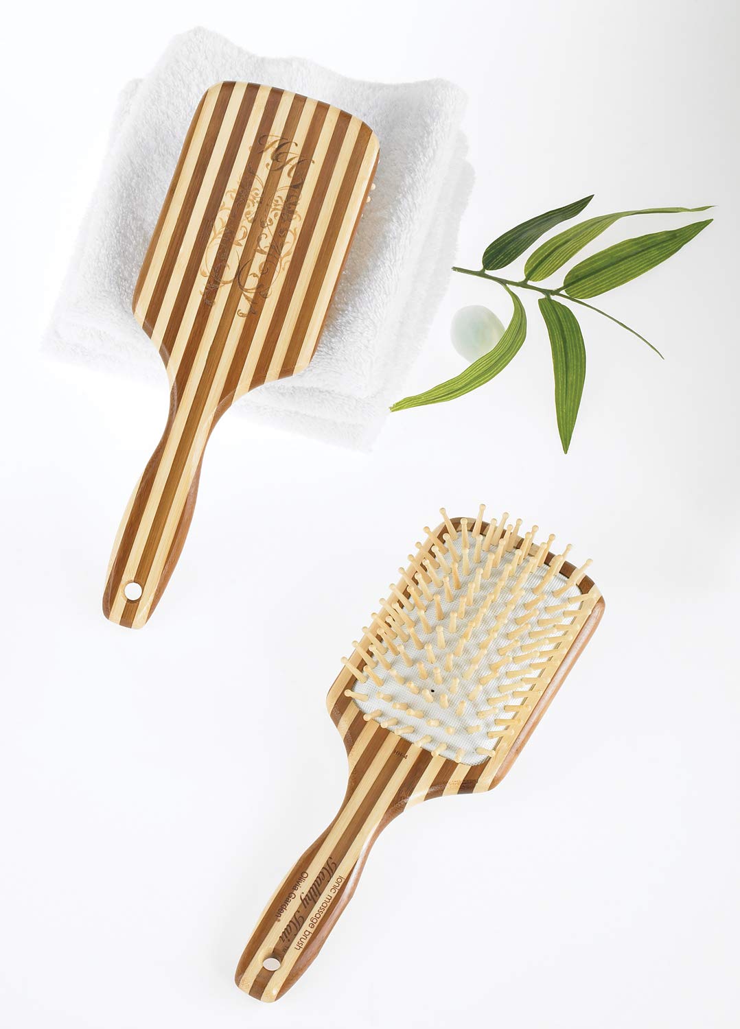 White Smoke Olivia Garden Healthy Hair Eco-Friendly Bamboo Ionic Massage Hair Brush HH-4 (Paddle Large)