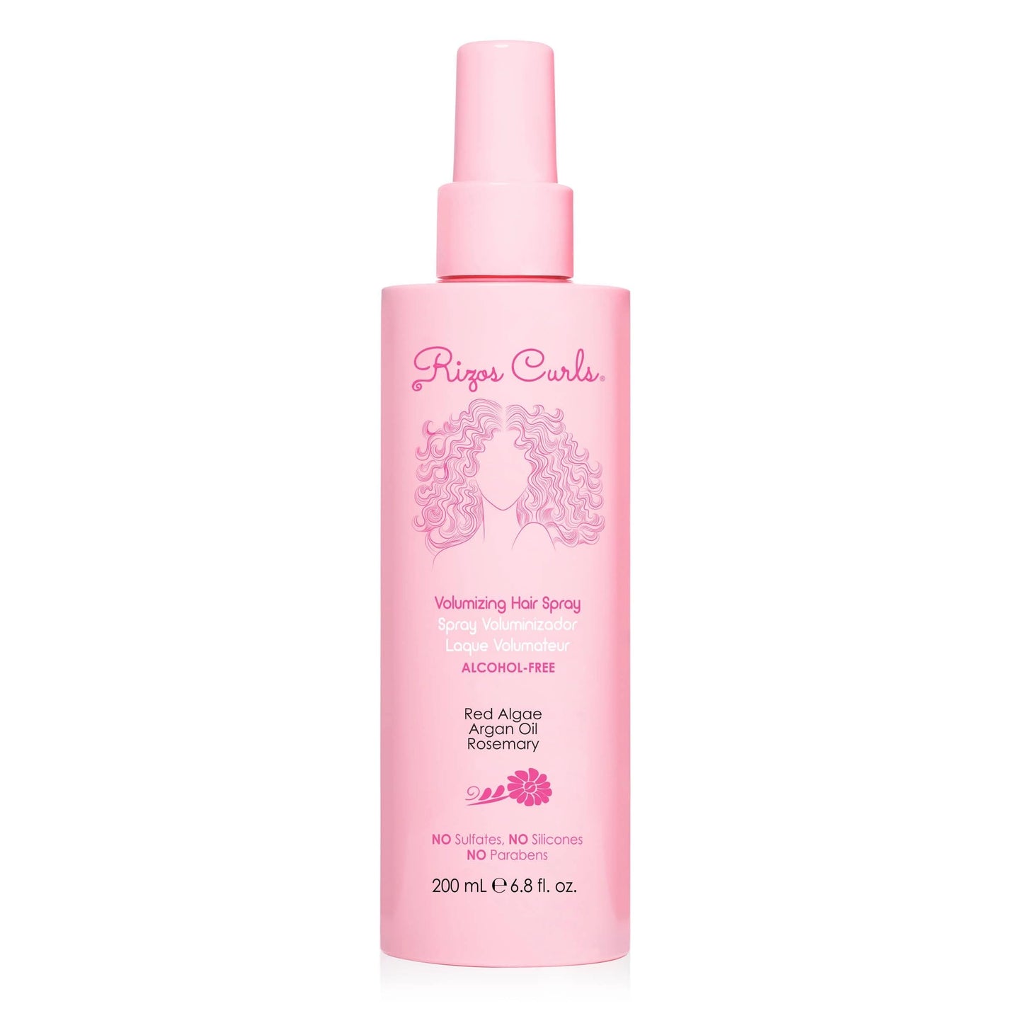 Pink Rizos Curls Alcohol-Free Curl Hair Spray – Flexible Hold, Volume & Frizz Control – Adds Shine & Bounce for All Hair Types Wavy, Curly, Coily 1a–4c – Sulfate, Paraben & Alcohol-Free