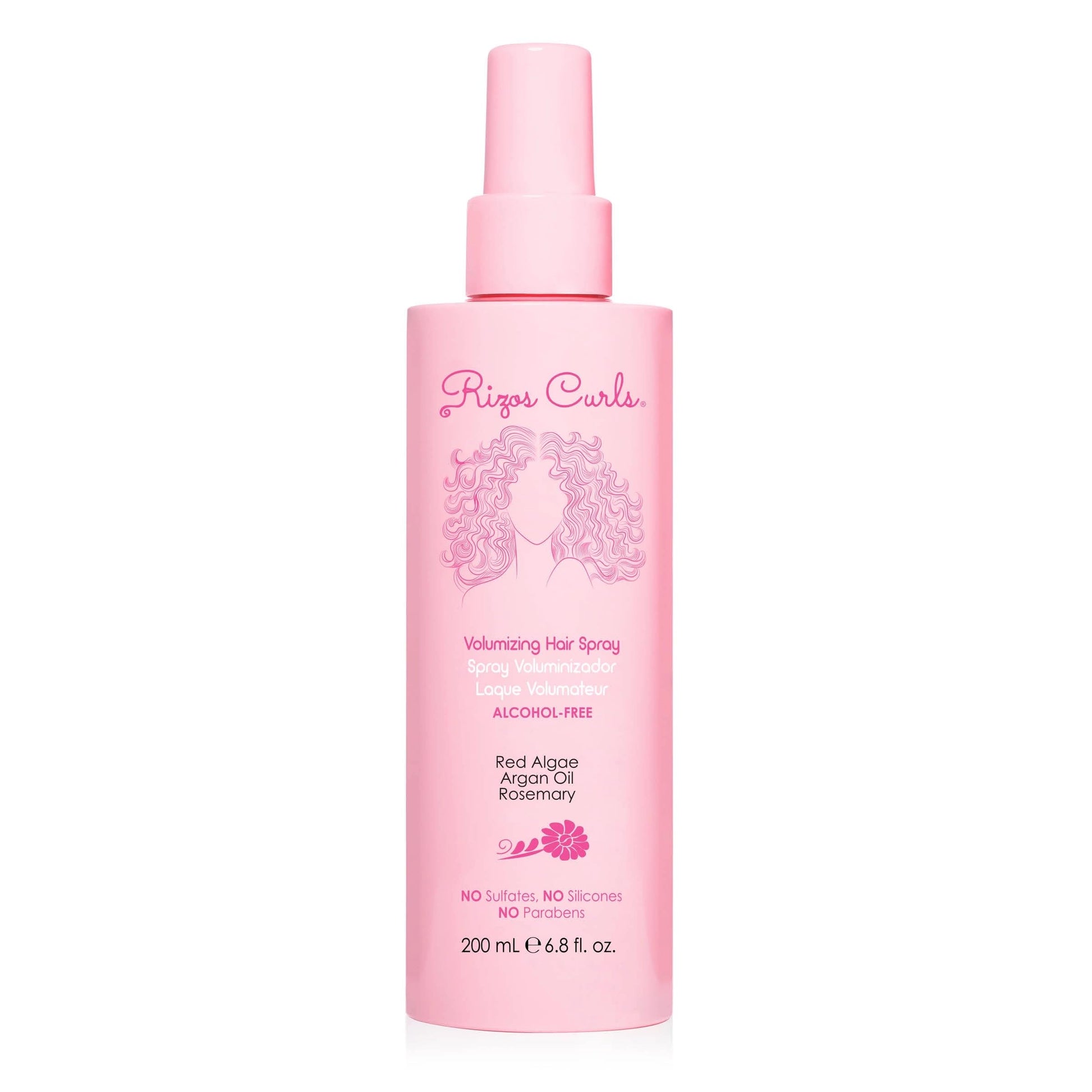 Pink Rizos Curls Alcohol-Free Curl Hair Spray – Flexible Hold, Volume & Frizz Control – Adds Shine & Bounce for All Hair Types Wavy, Curly, Coily 1a–4c – Sulfate, Paraben & Alcohol-Free