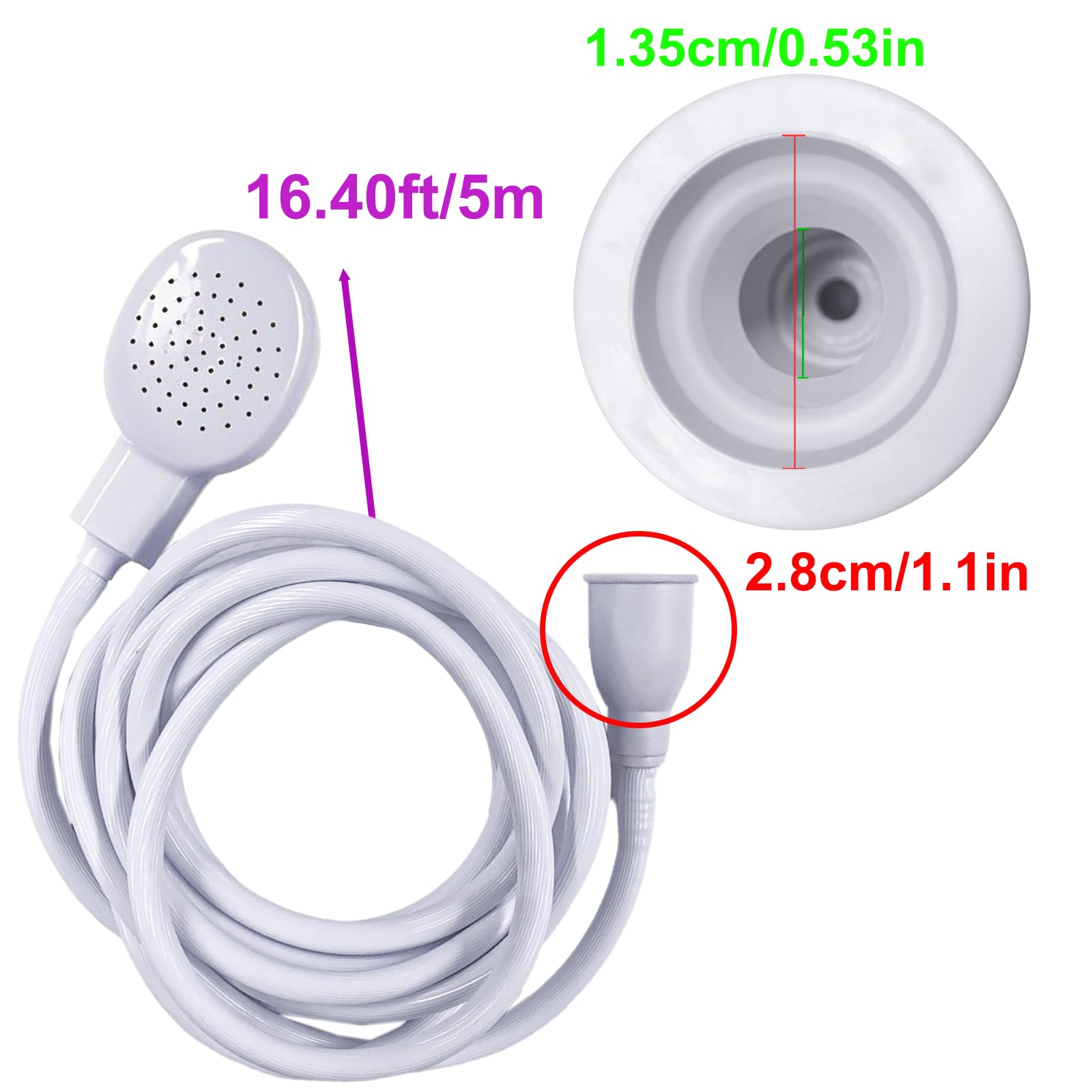 White Smoke 16.40ft/5mSink Spray Hose,Shampoo Sprayer Handheld Hose Portable Sink Hose Spraye Strainers for Bathing Baby,Pets Shower,Rinsing Vegetables,Washing Hair