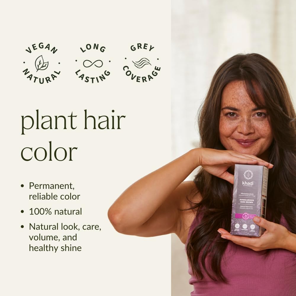 Seashell khadi DARK BROWN Natural Hair Color - Hair Color for deep, shiny dark brown to strong black brown - 100% herbal & natural - 3.5 oz