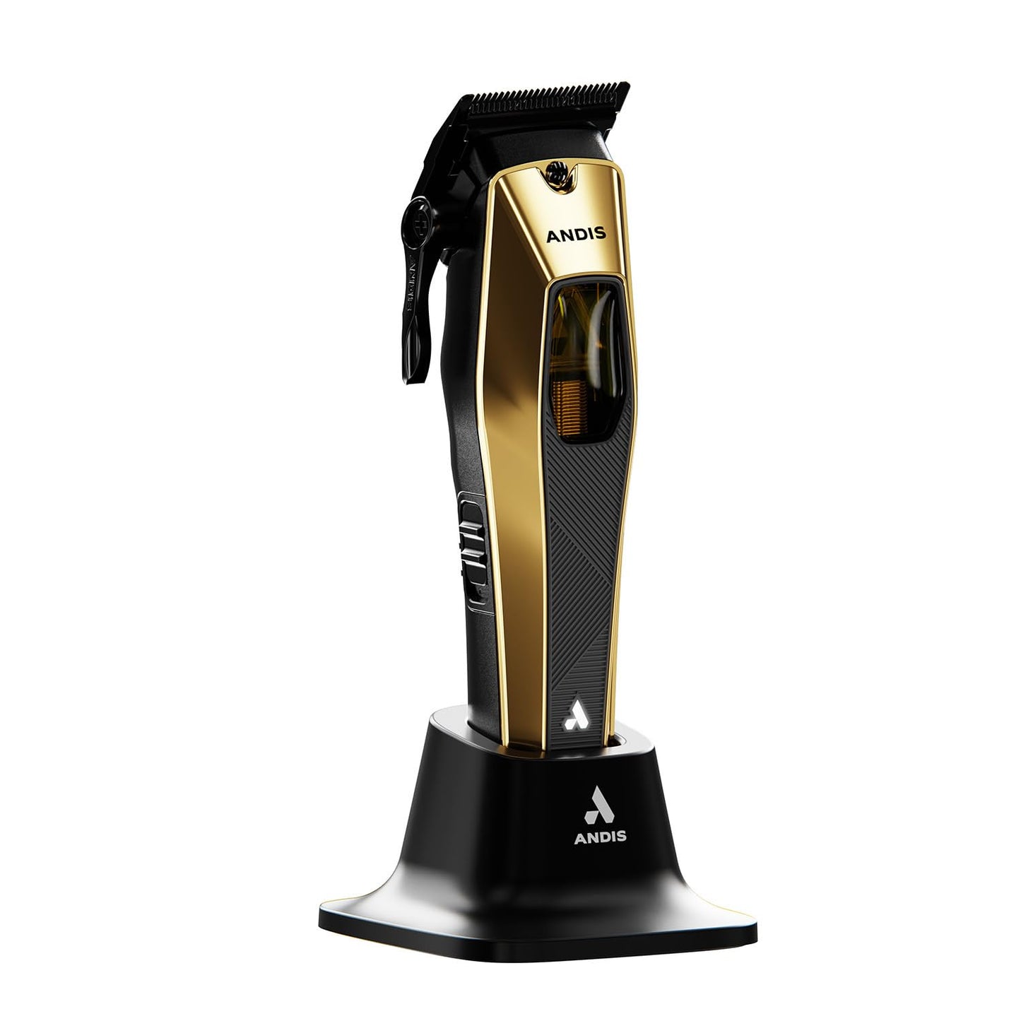 White Smoke Andis 562446 Recon Professional Barber Vector Motor Hair Clipper, Adjustable-Fixed Phaze Blade, Includes OG Comb Set, Lithium Ion 4-Hour Run Time, Interchangeable Covers, Black/Gold