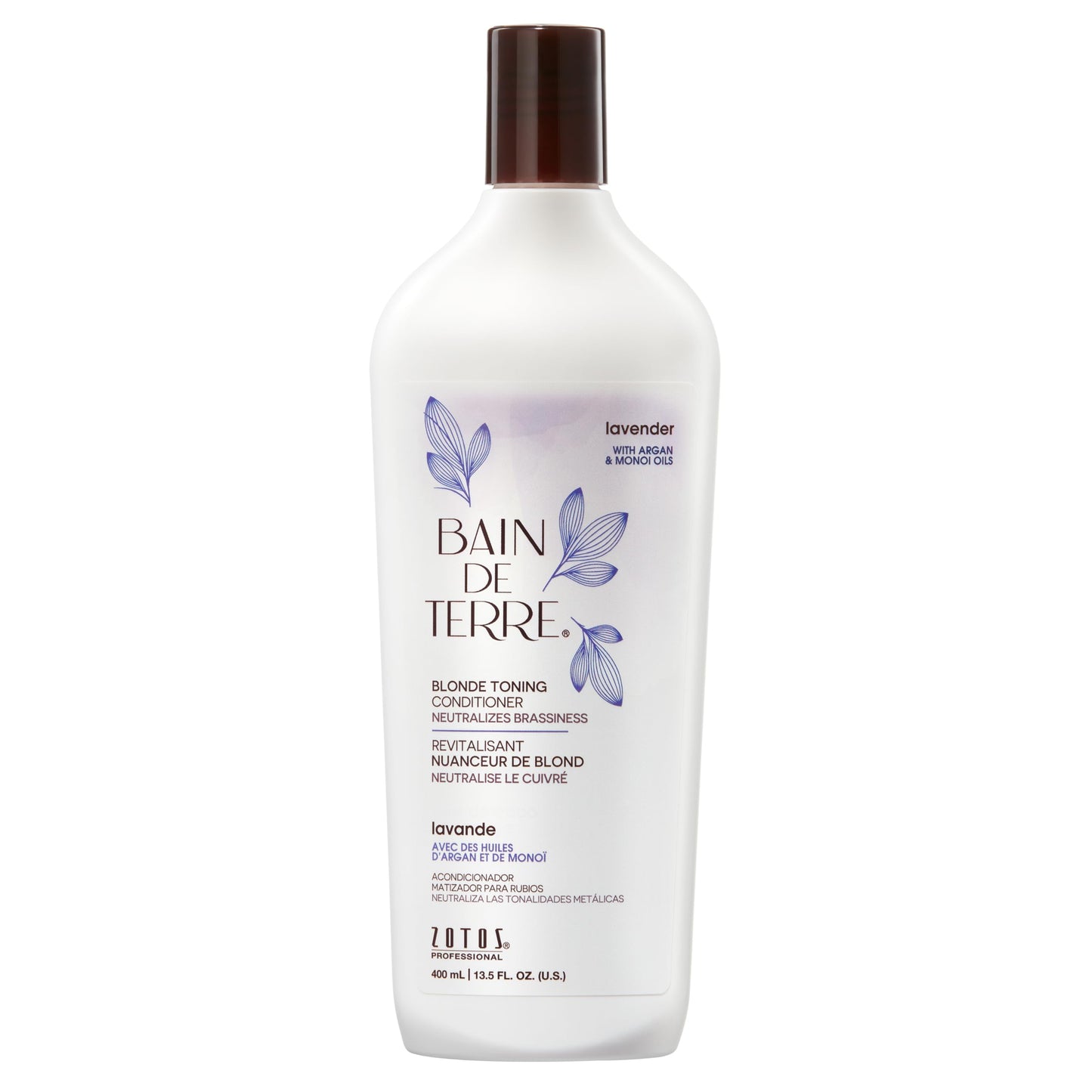 Lavender Bain de Terre Lavender Blonde Toning Conditioner, Neutralize Brassy Tones for Cool Blonde, Highlighted or Gray Hair, with Argan & Monoi Oils, Paraben-Free, Vegan,13.5 Fl Oz