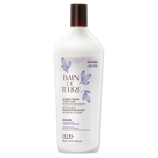 Lavender Bain de Terre Lavender Blonde Toning Conditioner, Neutralize Brassy Tones for Cool Blonde, Highlighted or Gray Hair, with Argan & Monoi Oils, Paraben-Free, Vegan,13.5 Fl Oz