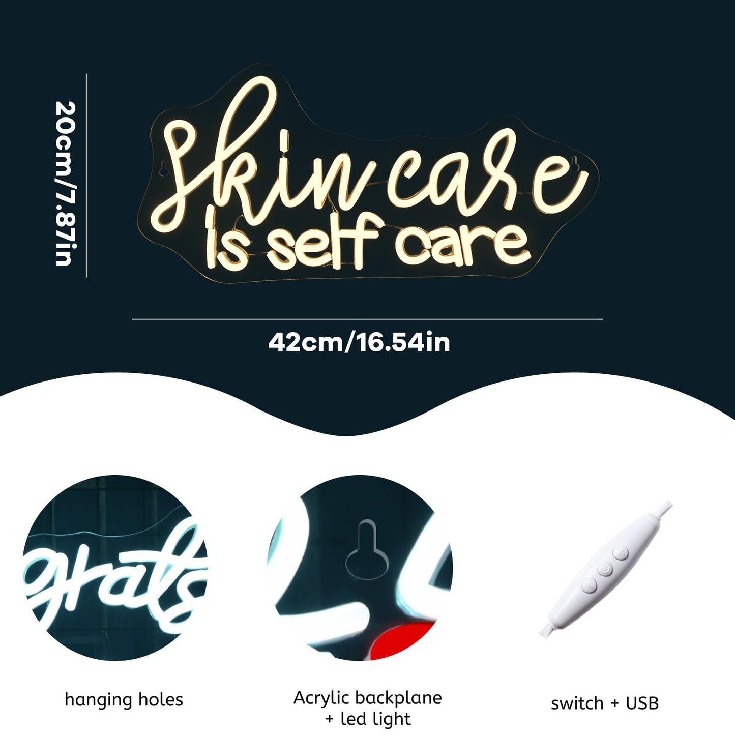 White Smoke WLHOPE Skin Care is Self Care Neon Signs for Wall Decor LED Lights Decorations for Beauty Salon Facial Spa Bathroom, Get Your Business Seen Day or Night