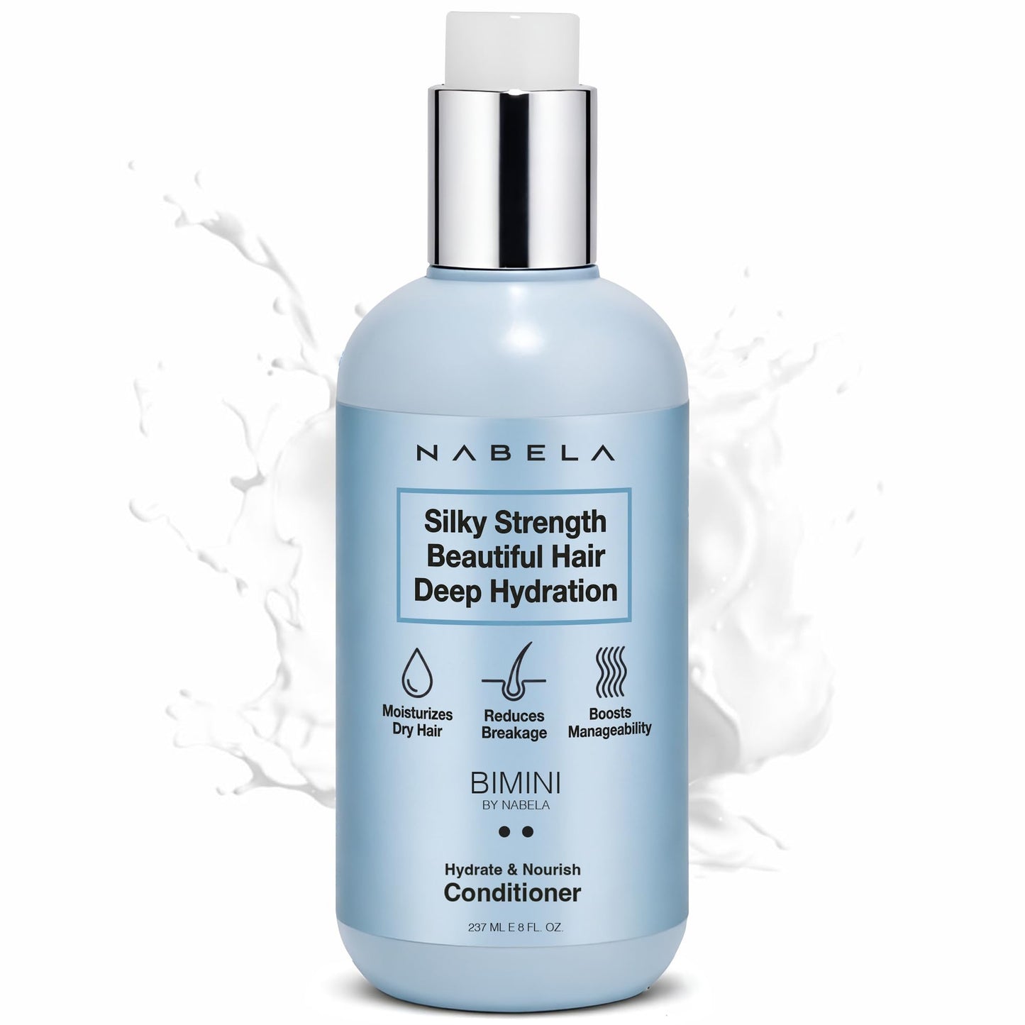 White Smoke NABELA Deep Hydration Bimini Conditioner - Curl Enhancing & Anti-Frizz Treatment with Hyaluronic Acid, Shea Butter & Argan Oil - Weightless Moisture & Flexible Hold for Waves & Coils - 8 fl oz