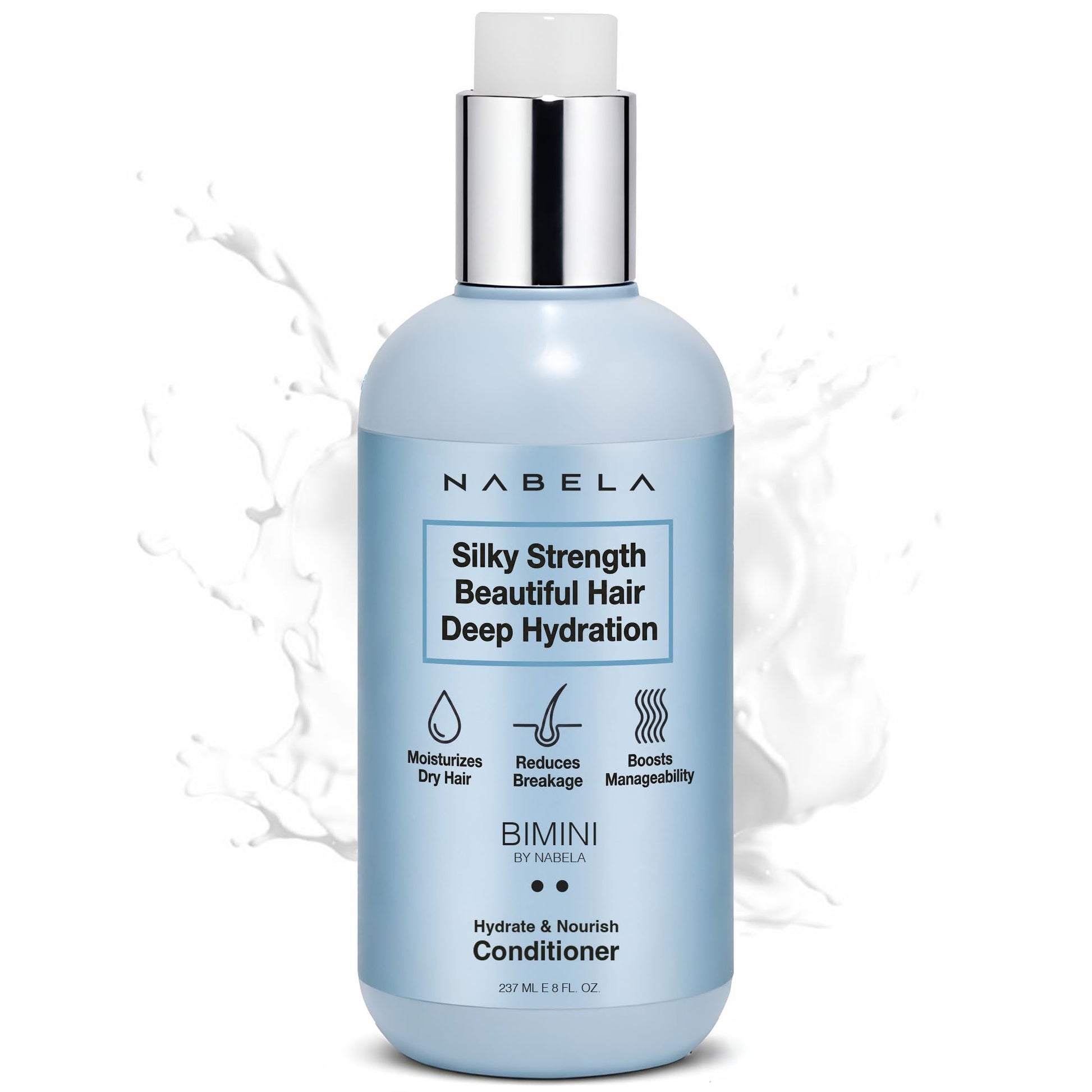 White Smoke NABELA Deep Hydration Bimini Conditioner - Curl Enhancing & Anti-Frizz Treatment with Hyaluronic Acid, Shea Butter & Argan Oil - Weightless Moisture & Flexible Hold for Waves & Coils - 8 fl oz