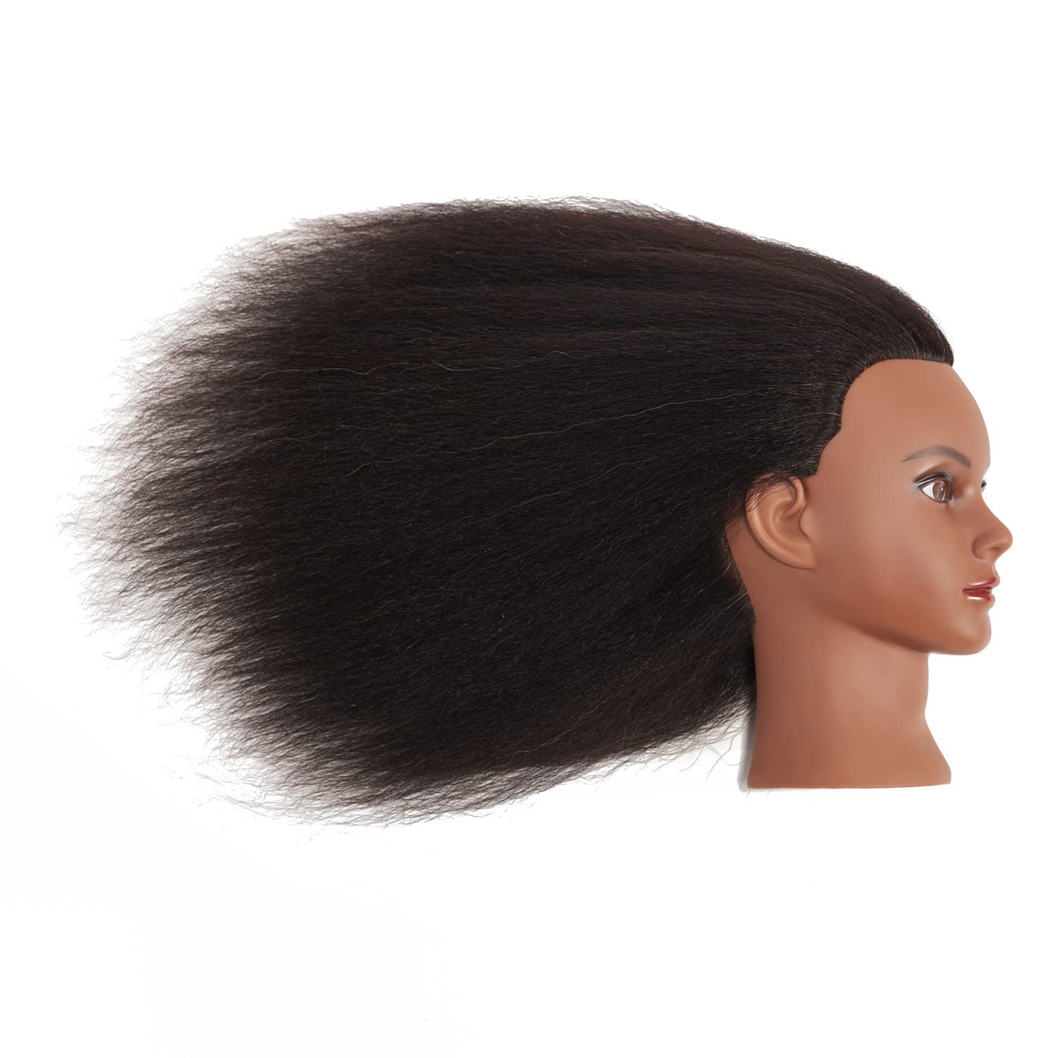 Black Traininghead 100% Real Hair Mannequin Head Training Head Cosmetology Doll Head Manikin Practice Head Hairdresser With Free Clamp Holder Female