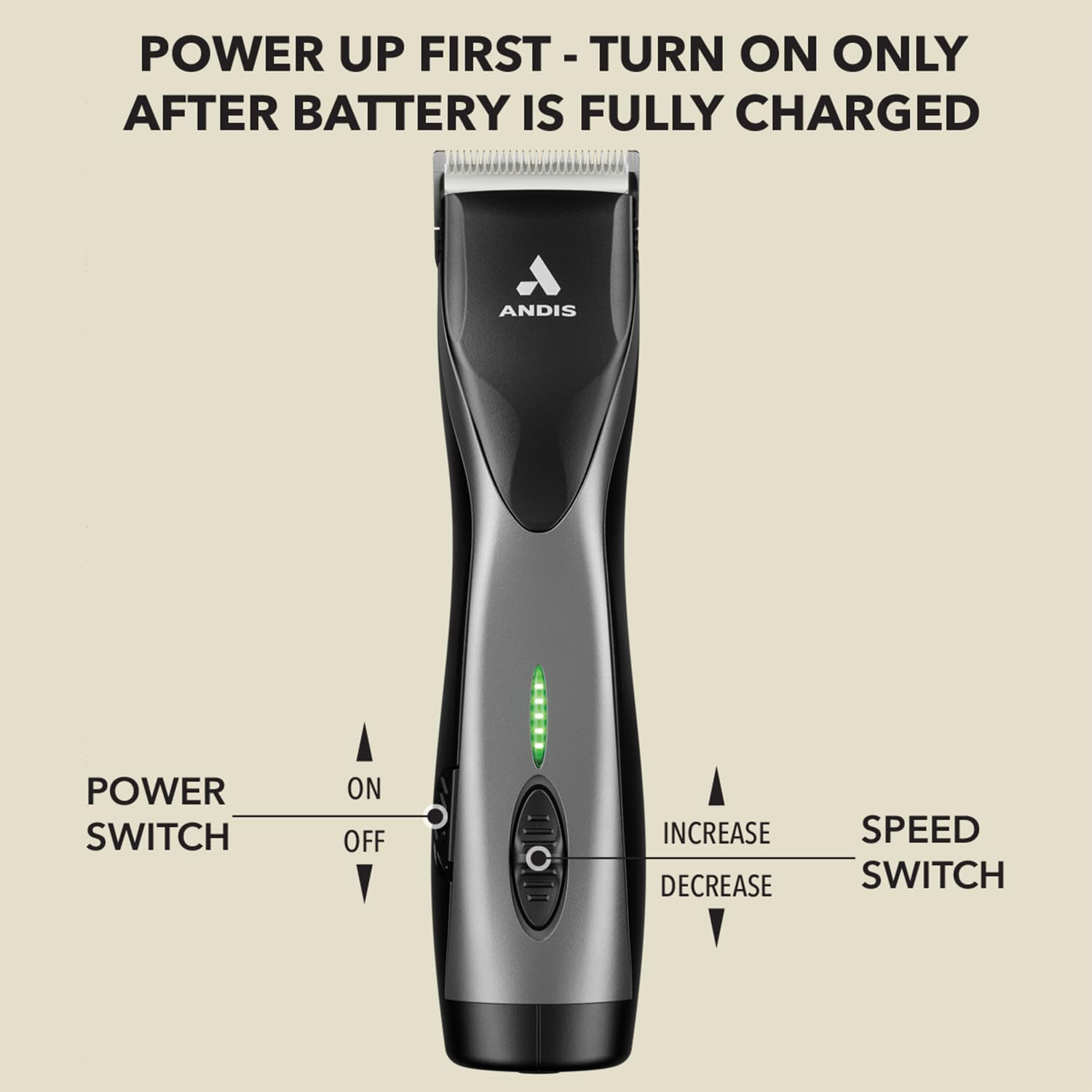 Light Gray Andis 79160 Supra ZR II Cordless Rechargeable Hair Clipper, Detachable Blade Clipper, Lithium-Ion Powerful Battery, Black