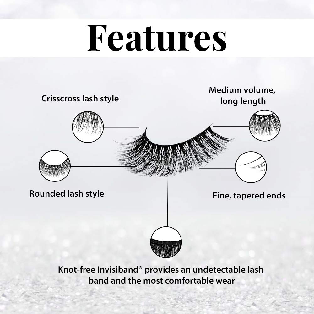 Lavender Ardell 3D False Eyelashes Faux Mink Lashes 853 - Fluffy Volume Strip Wispy Lashes with Invisiband, 4 Pairs