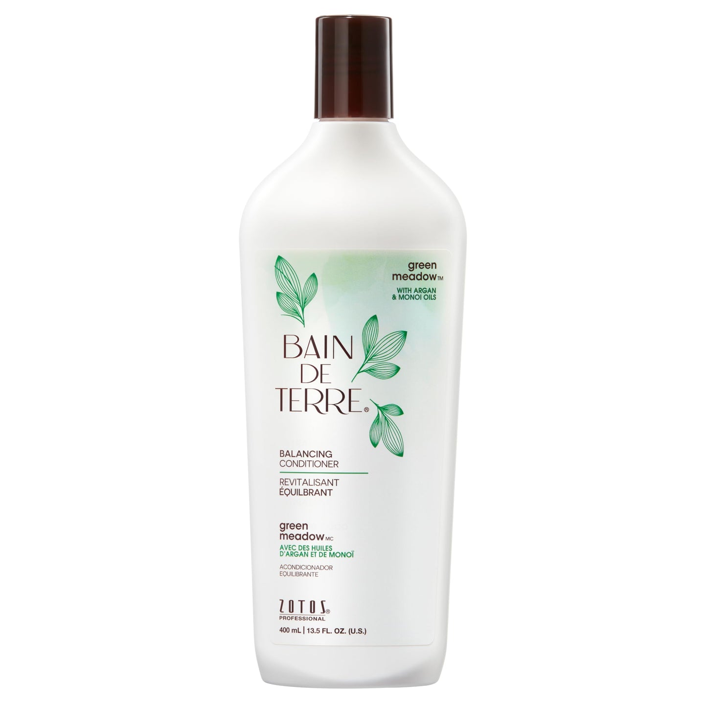 Lavender Bain de Terre Green Meadow Balancing Conditioner, Gentle Moisture Balance for Soft, Silky & Bouncy Hair with Argan & Monoi Oils, Paraben-free, Color-Safe, Vegan, 13.5 Fl Oz