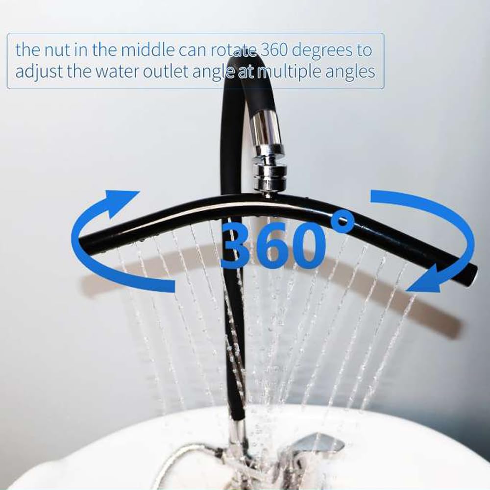 Light Gray Hair Washing Equipment with Faucet for Baber Shop, Hair Salon Tools for Waterfall Outlet, Shampoo Bowl Accessories, Scalp Massag，Adjustable and Flexible, Black