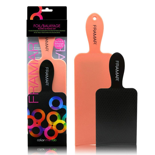 White Smoke FRAMAR Balayage Board and Paddle Set - Long & Short Foil Board For Highlights, Highlighting Board, Textured Surface Improves Grip, Faster, Smoother Workflow, Curved for Closer-to-Head Use – 2 Pack