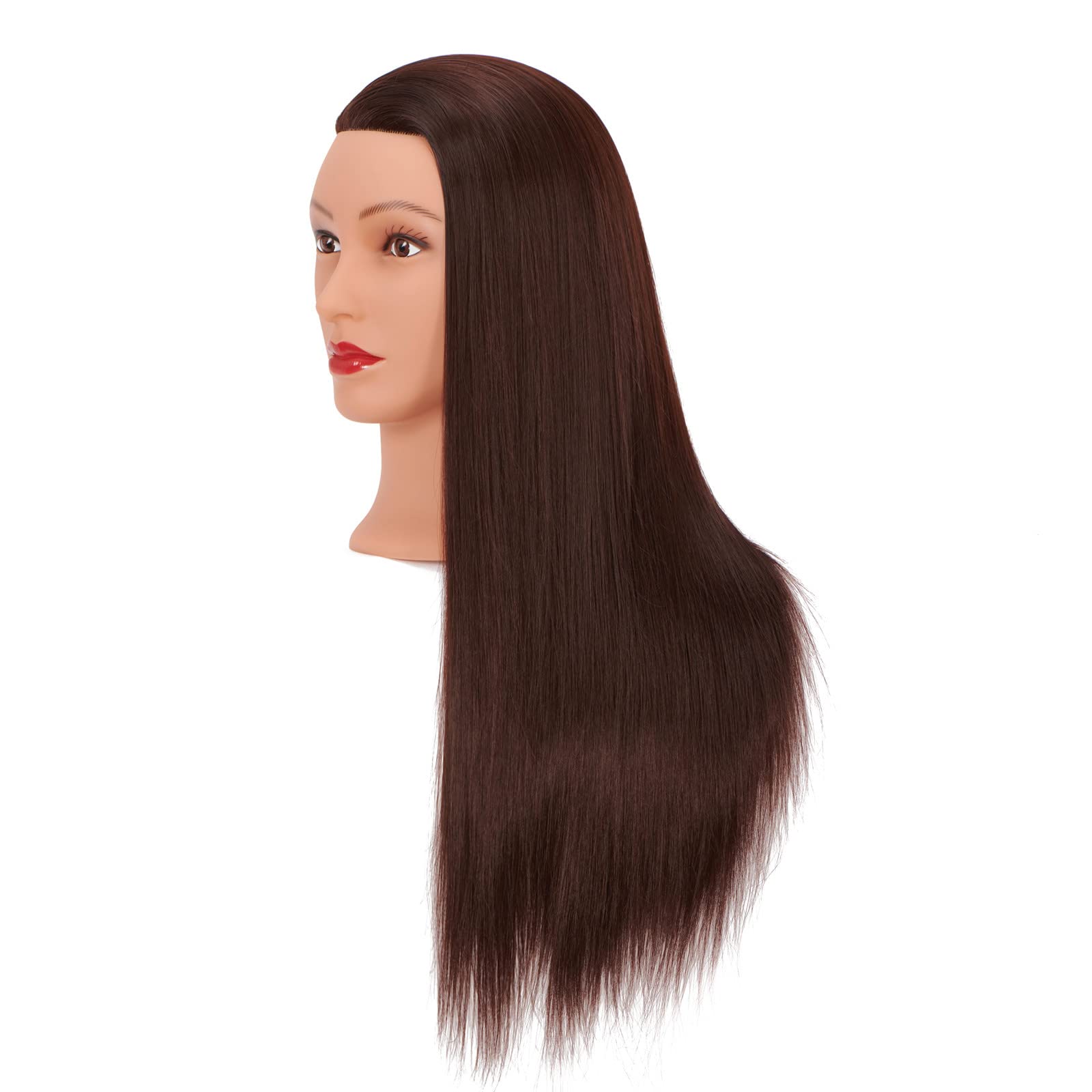 White Smoke Headfix 26"-28" Long Hair Mannequin Head Synthetic Fiber Hair Hairdresser Practice Styling Training Cosmetology Manikin Doll Head with Clamp