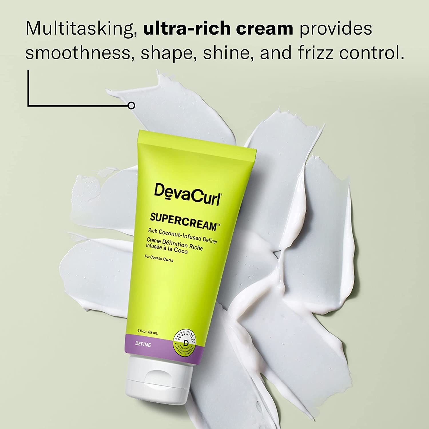 Light Gray DevaCurl SuperCream Ultra-Rich Moisturizing Definer, 3 fl. Oz