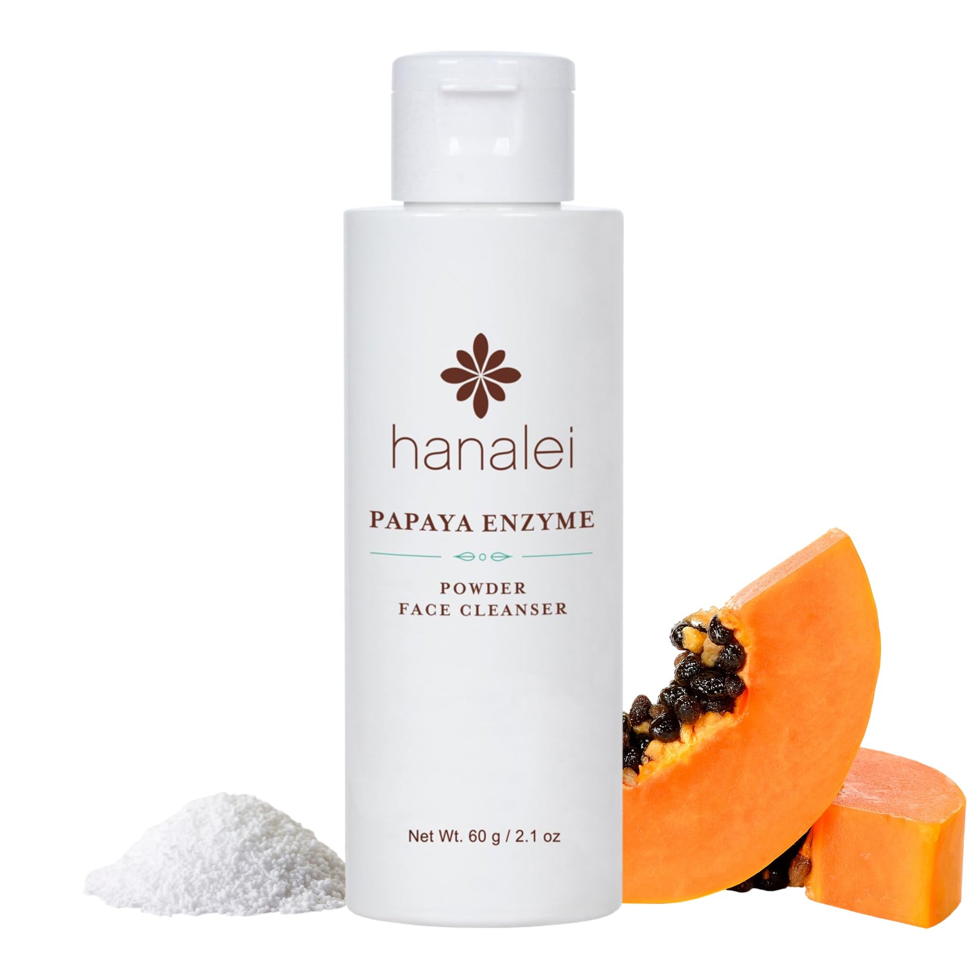 White Smoke Hanalei Papaya Powder Face Cleanser - Gentle Daily Exfoliating Wash, Hydrating Non-Stripping Formula for All Skin Types - Travel-Friendly - Cruelty-Free & Paraben-Free, 60g