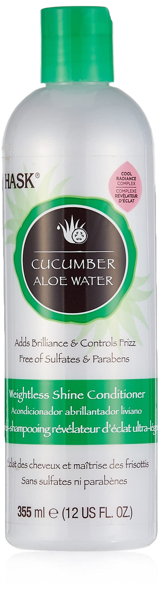 Light Gray hask cucumber aloe water weightless shine conditioner 12oz