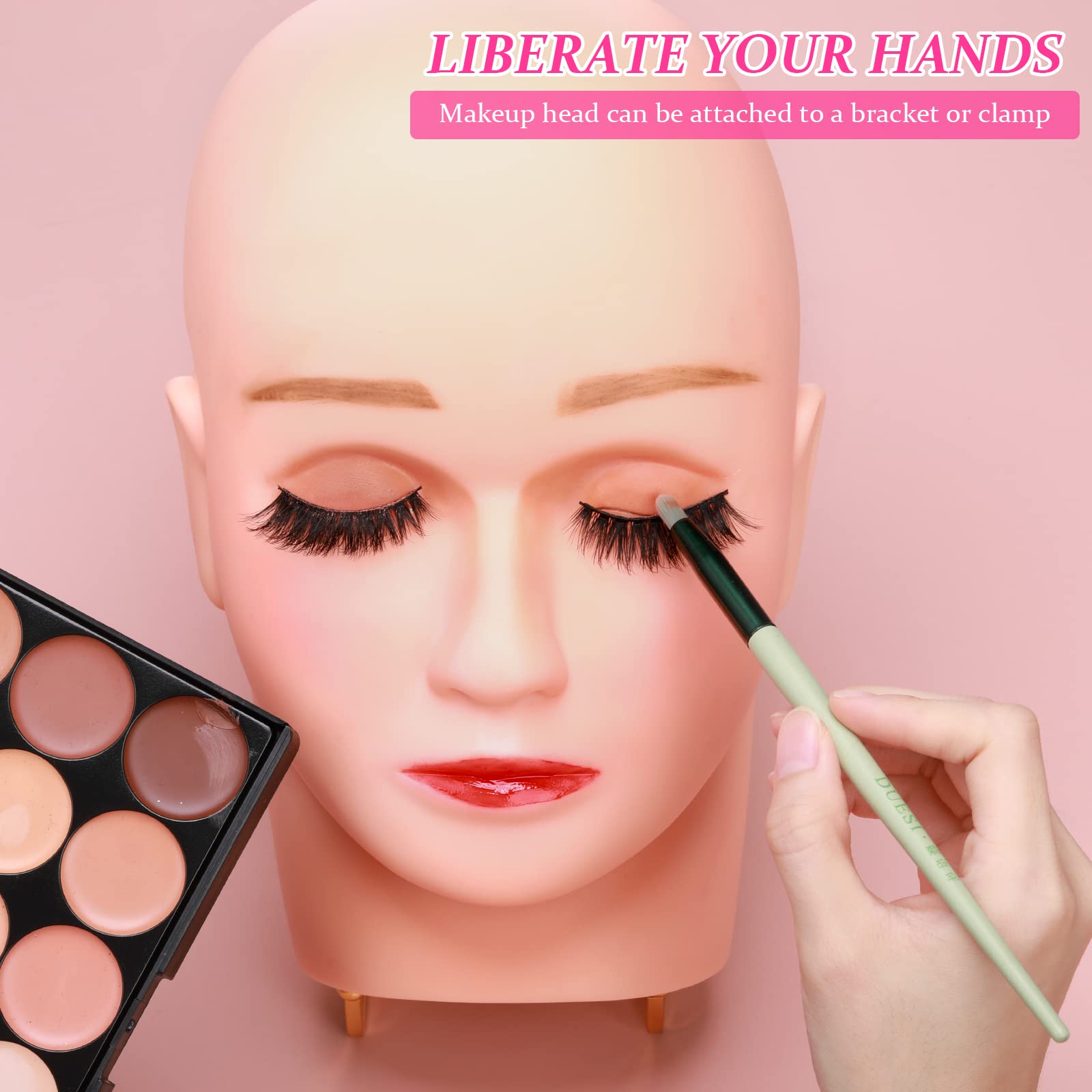 Light Pink Reginary 6 Pcs Lash Mannequin Head Silicone Plastic Makeup Training Heads for Makeup Eyelash Grafting Massage and Esthetics Practice(White)